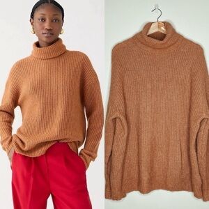 J.CREW Oversized Sweater Relaxed Turtleneck Pullover Brushed Yarn